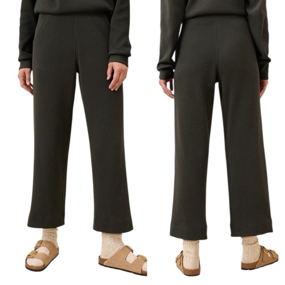 Pact Women's Organic Cotton Thermal Waffle Wide Leg Pant Gray XS